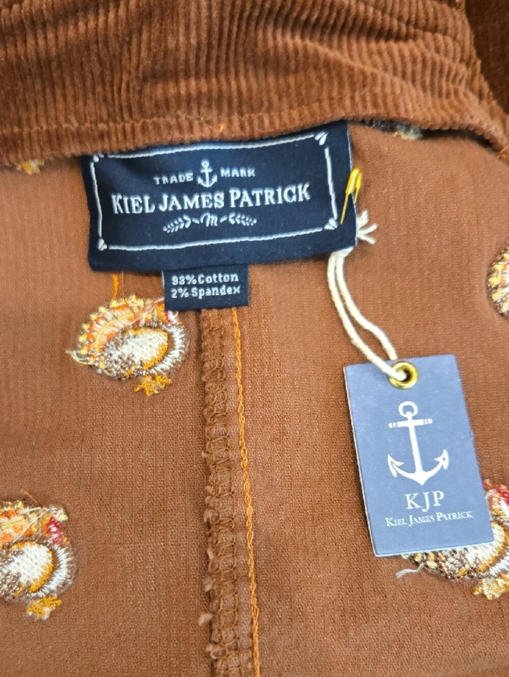 Kiel James Patrick Brown Corduroy Turkey Embroidered Jumper Dress - Picture 5 of 7